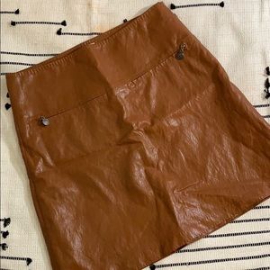 Brown Leather Pencil Skirt